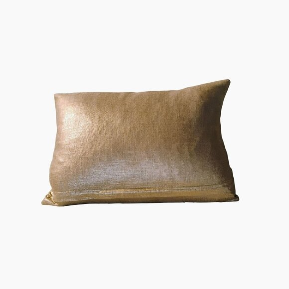 Gold Beaded Decorative Lumbar Pillow, Duck Feather Insert 18x12 Elegant LIKE NEW - Picture 2 of 6